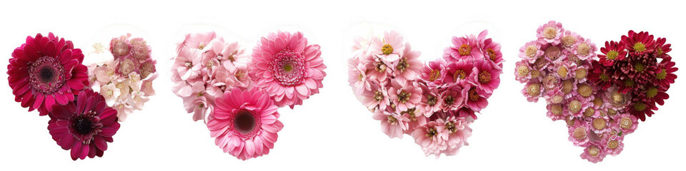 Obraz premium Heart-Shaped Floral Arrangements with Pink Flowers