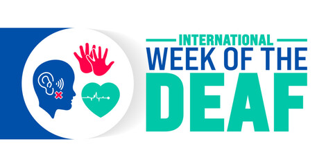 International Week of the Deaf is observed every year in September. Holiday concept. Template for background, banner, card, poster, placard, design template with unique shapes with standard color.