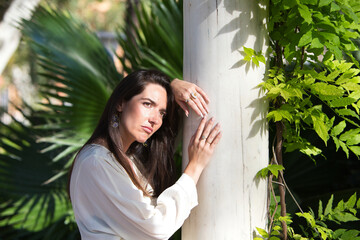 young and beautiful latin woman is sad and angry and depressed because of different problems, she...