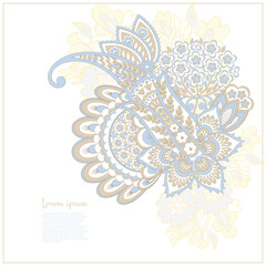 Paisley vector isolated pattern. Damask style Vintage illustration