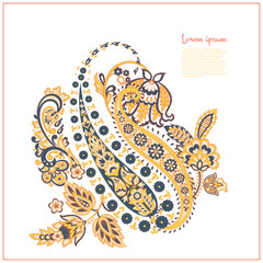 Isolated Vector Paisley pattern in floral indian style