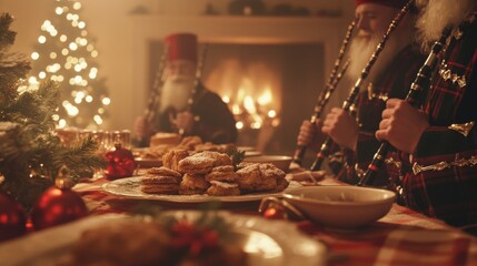 Obraz premium Festive Holiday Gathering with Traditional Musicians