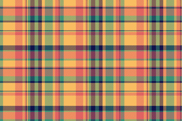 Mosaic textile tartan seamless, warp fabric pattern check. Marriage plaid background vector texture in amber and red colors.