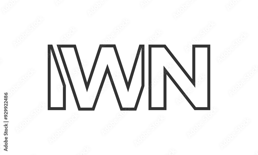 Poster iwn logo design template with strong and modern bold text. initial based vector logotype featuring s