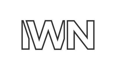 IWN logo design template with strong and modern bold text. Initial based vector logotype featuring simple and minimal typography. Trendy company identity.