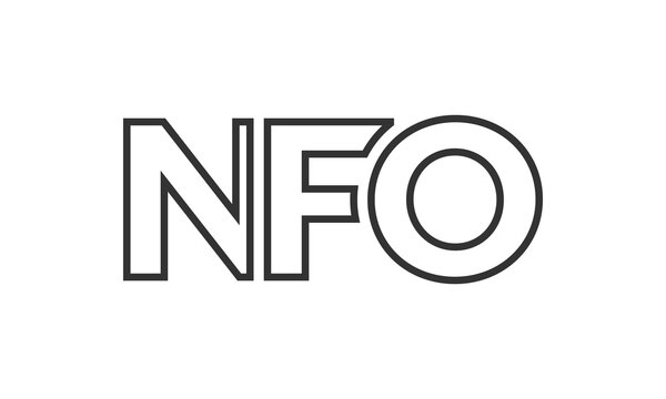 NFO logo design template with strong and modern bold text. Initial based vector logotype featuring simple and minimal typography. Trendy company identity.