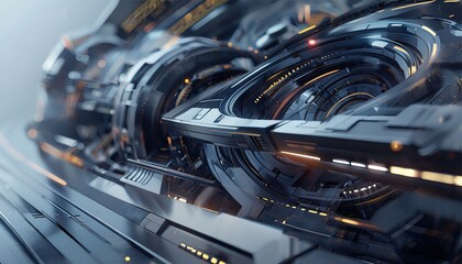 Fototapeta premium a futuristic AI-themed artwork, sleek lines, abstract geometric shapes, futuristic technology, neon lights, digital art