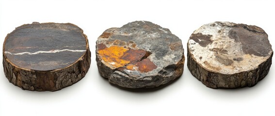 On a transparent background, a rough stone stump of a tree stands out