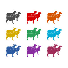 Sheep icon isolated on white background. Set icons colorful