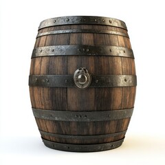 Fototapeta premium Isolated old wooden barrel on transparent background