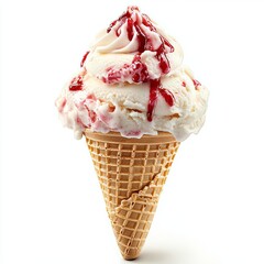 PNG cutout of ice cream scoop on waffle cone with transparent background