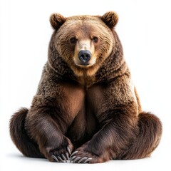 Obraz premium Brown bear portrait isolated on white background, PNG file.
