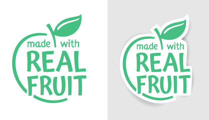 Made with real fruit - flat badge with apple silhouette