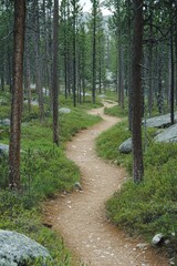 Winding nature path through a serene forest during daytime