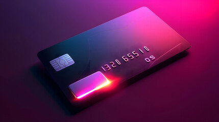Attractive and futuristic concept for an ATM, credit, and debit card designed for digital currencies.