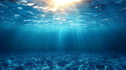 Naklejka premium Underwater scene with sunlight filtering through the water.