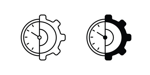 time management set icon with white background vector stock illustration
