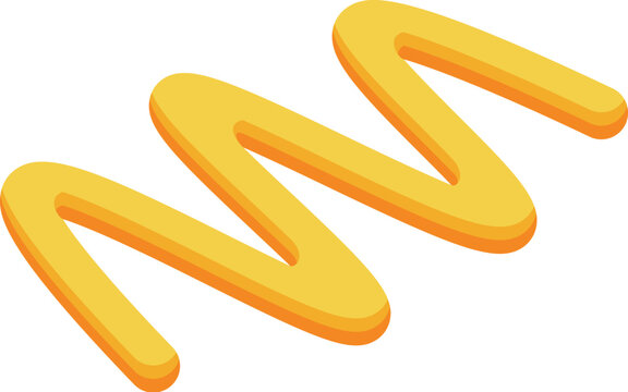 Yellow mustard zig zag line is isolated on a white background