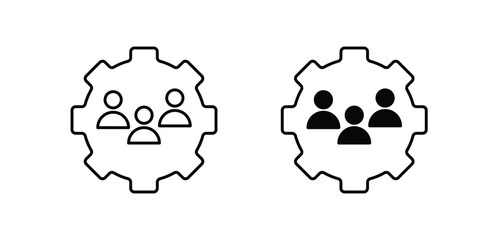 team management set icon with white background vector stock illustration