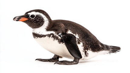 Obraz premium The Emperor penguin stands alone on a transparent background