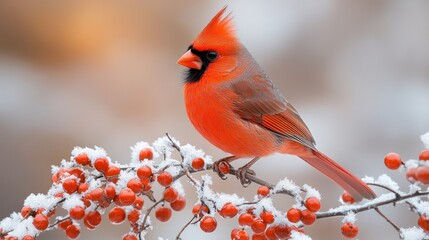Cardinal on Snowy Branch