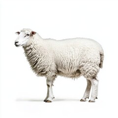 Fototapeta premium Close-up of a sheep, isolated on a white background