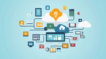 Fototapeta premium Connected Devices and Cloud Computing Concept