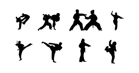 vector illustration of karate martial arts silhouette