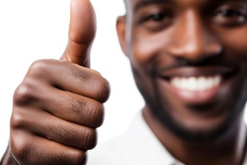 Isolated on transparent background, businessman showing thumb up sign in agreement