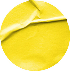 Yellow round paper sticker label set isolated on white background