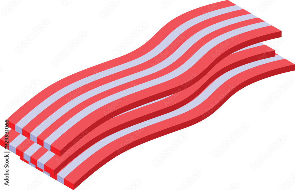 Aufkleber three slices of bacon are lying on top of each other, creating a delicious and tempting image