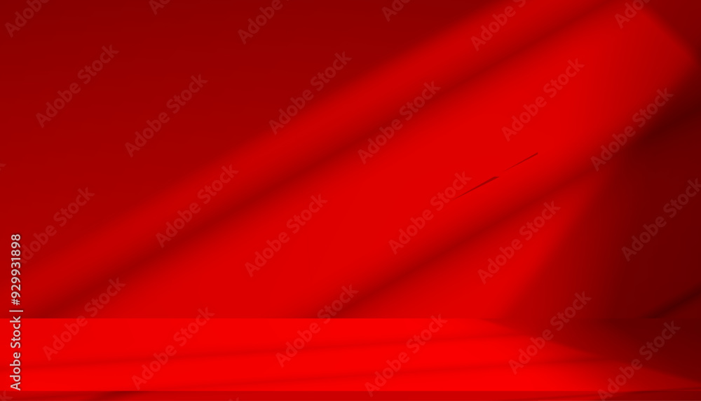 Poster red background studio room with abstract shadow on podium display for chinese new year product prese