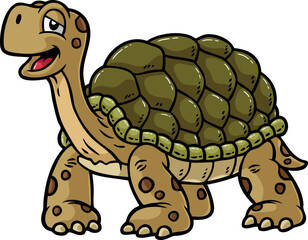 Hand Drawn Vector Cartoon Happy Tortoise