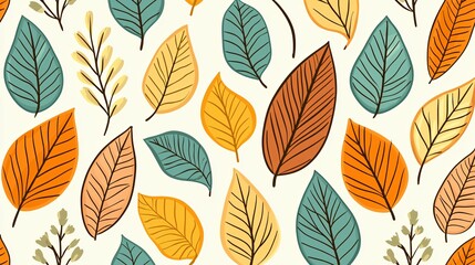 Obraz premium Colorful Autumn Leaves Seamless Pattern