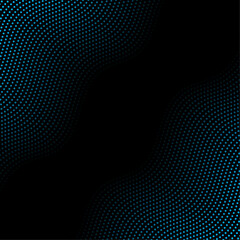 Abstract background with waves and dots. Vector banner. Background for poster, card, brochure, booklet, flyer. Geometric element for design. Blue and black gradient