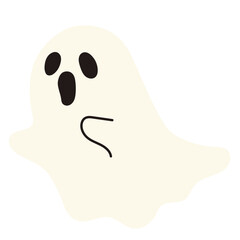 Cute halloween ghost with scream face illustration