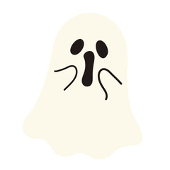 Cute halloween ghost with scream face illustration