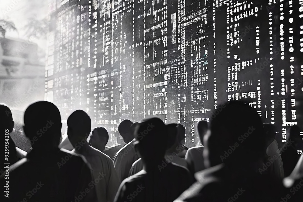Poster luminogram matrix code mauritius a photograph of a bustling elec