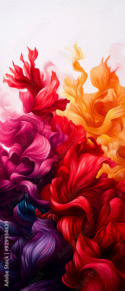 Aufkleber a vibrant swirl of colorful paint, showcasing dynamic textures and flowing patterns in vivid reds, p