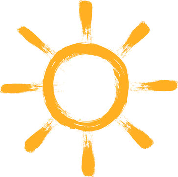 Sun icon. Summer sign. Doodle style.