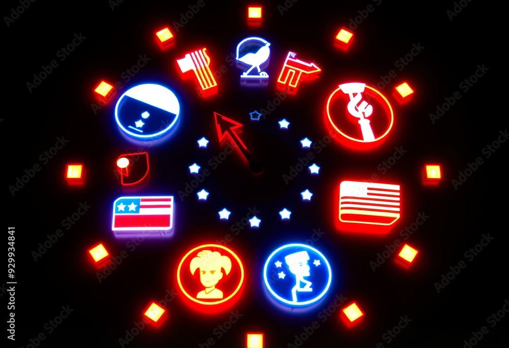 Poster luminogram pixel art glowing bit style icons representing differ