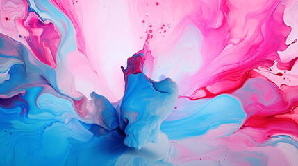 Fototapeta premium A vibrant blend of swirling pink, red, and blue hues in an abstract fluid art composition, perfect for dynamic and creative backgrounds
