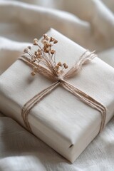 Simple Gift Wrapped in Beige Paper