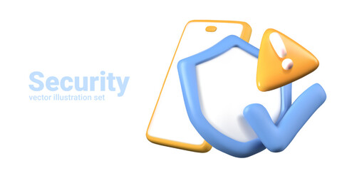 Concept of data protection on phone. Advertisement of mobile application