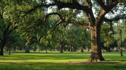 Obraz premium Serene Tree Standing Alone in a Tranquil City Park