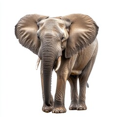 Obraz premium A front view of an elephant with its full body standing in a transparent background, isolated from the background
