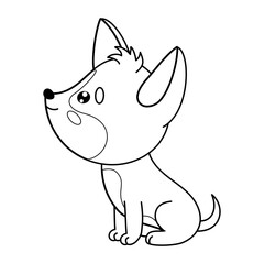 Cute dog. Outline cartoon kawaii puppy animal character. Line drawing, coloring book. Vector illustration. Kids collection