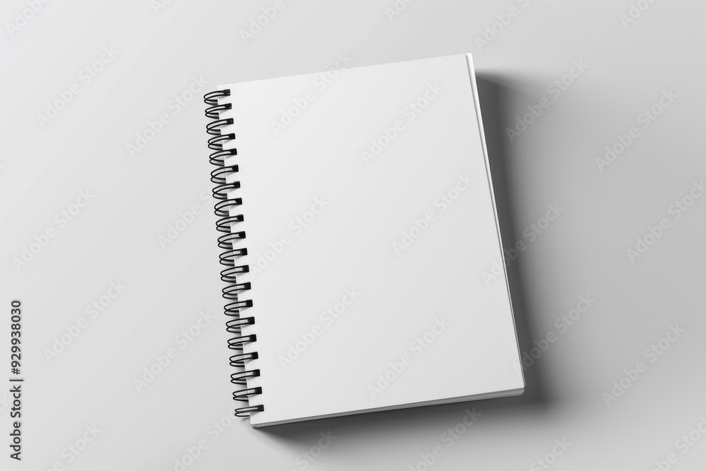Poster white spiral notebook mockup. diary or notepad template