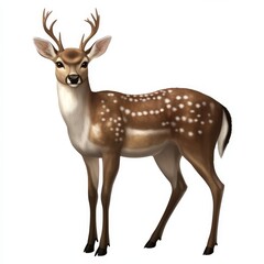 Obraz premium Isolated on a white background is a full body portrait of a deer, a wildlife animal
