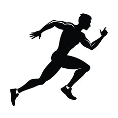 Sprinting man vector silhouette. Sprint, fast run. Runner starts running. Start 